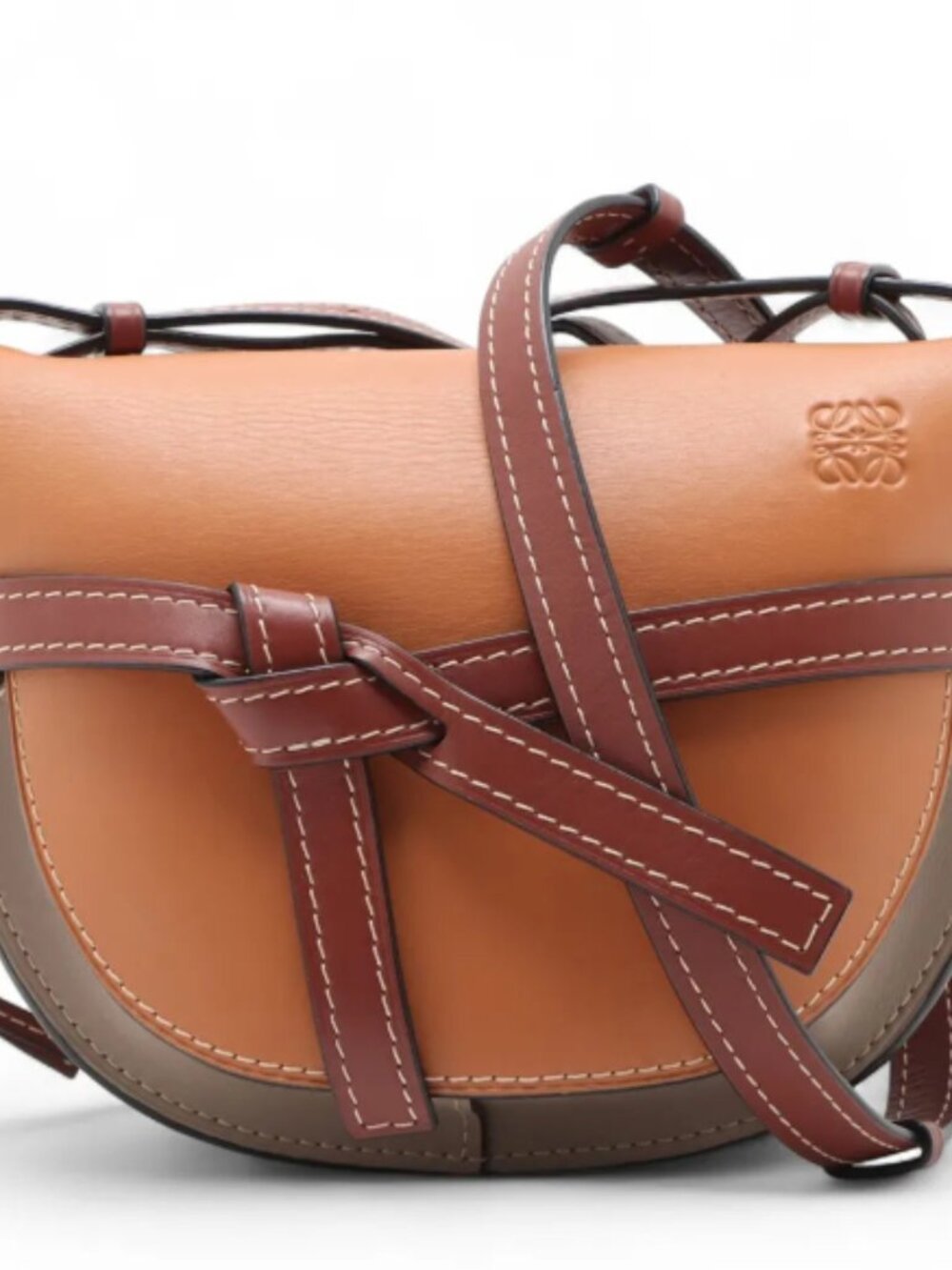 Loewe Small Leather Gate Shoulder Bag Brown x Gray